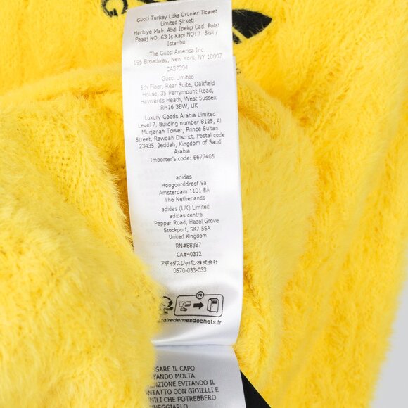 Gucci x Adidas Yellow Fuzzy Cable-Knit Embroidered Short-Sleeve Sweater - Picture 12 of 13
